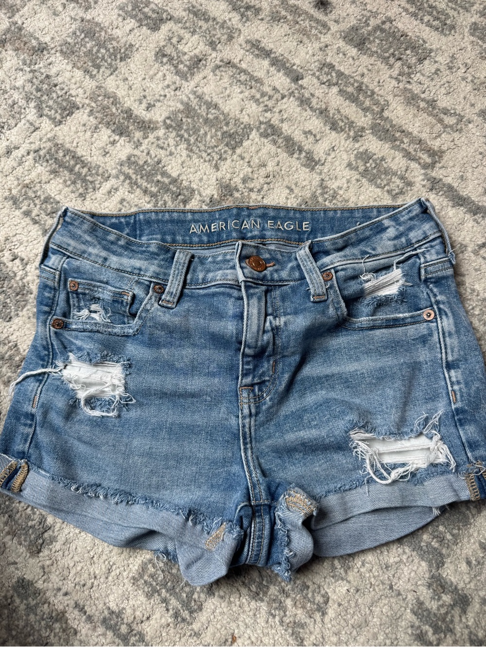 American Eagle Outfitters Light Blue Distressed Denim Cutoff Shorts